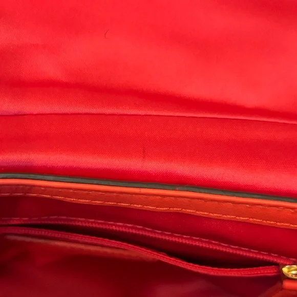 Coach Handbag Campbell Leather Small Flap Satchel Crossbody Hot Orange F27231 - Picture 10 of 12